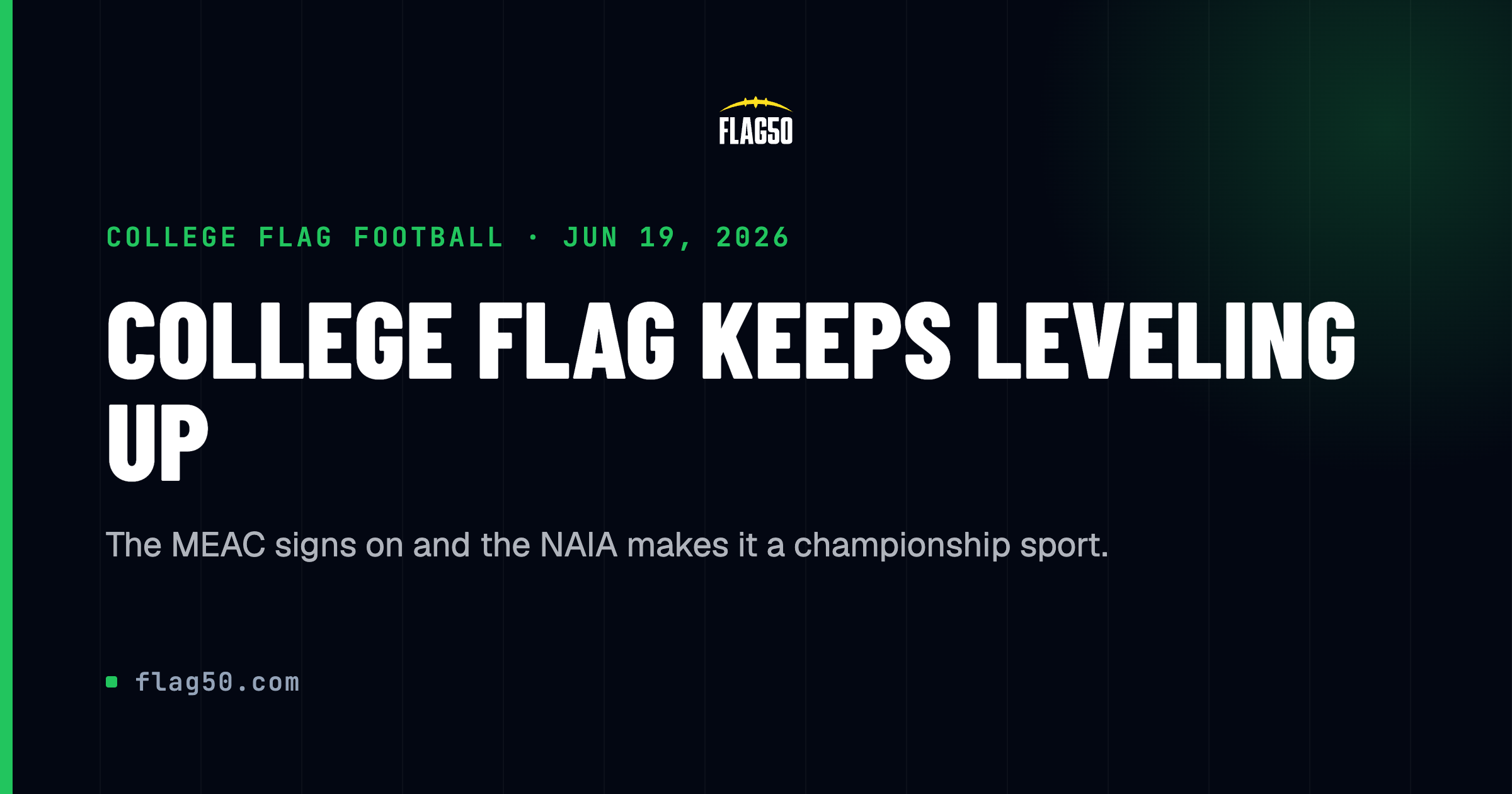 MEAC and NAIA women's flag football championship status 2026